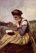 Jean-Baptiste-Camille Corot Lesende Frau France oil painting artist